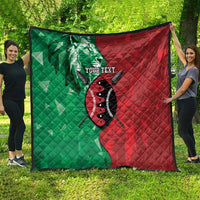 Personalized Kenya Maasai Shield Quilt Green Red Kenyan Lion Half Style - Wonder Print Shop