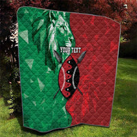 Personalized Kenya Maasai Shield Quilt Green Red Kenyan Lion Half Style - Wonder Print Shop