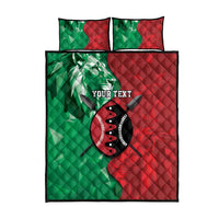 Personalized Kenya Maasai Shield Quilt Bed Set Green Red Kenyan Lion Half Style - Wonder Print Shop