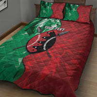 Personalized Kenya Maasai Shield Quilt Bed Set Green Red Kenyan Lion Half Style - Wonder Print Shop