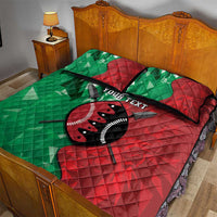 Personalized Kenya Maasai Shield Quilt Bed Set Green Red Kenyan Lion Half Style - Wonder Print Shop