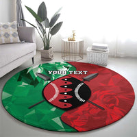 Personalized Kenya Maasai Shield Round Carpet Green Red Kenyan Lion Half Style - Wonder Print Shop
