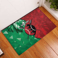 Personalized Kenya Maasai Shield Rubber Doormat Green Red Kenyan Lion Half Style - Wonder Print Shop