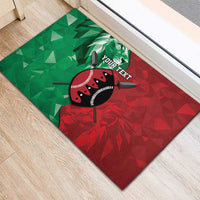Personalized Kenya Maasai Shield Rubber Doormat Green Red Kenyan Lion Half Style - Wonder Print Shop