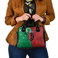 Personalized Kenya Maasai Shield Shoulder Handbag Green Red Kenyan Lion Half Style - Wonder Print Shop