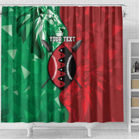 Personalized Kenya Maasai Shield Shower Curtain Green Red Kenyan Lion Half Style - Wonder Print Shop