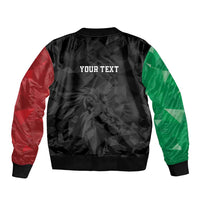 Personalized Kenya Maasai Shield Sleeve Zip Bomber Jacket Green Red Kenyan Lion Half Style - Wonder Print Shop