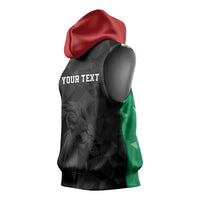 Personalized Kenya Maasai Shield Sleeveless Hoodie Green Red Kenyan Lion Half Style - Wonder Print Shop