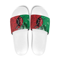Personalized Kenya Maasai Shield Slide Sandals Green Red Kenyan Lion Half Style - Wonder Print Shop