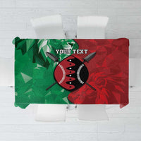 Personalized Kenya Maasai Shield Tablecloth Green Red Kenyan Lion Half Style - Wonder Print Shop