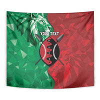 Personalized Kenya Maasai Shield Tapestry Green Red Kenyan Lion Half Style - Wonder Print Shop