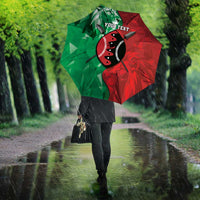 Personalized Kenya Maasai Shield Umbrella Green Red Kenyan Lion Half Style - Wonder Print Shop