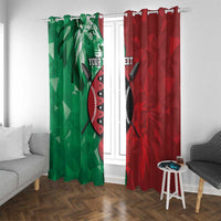Personalized Kenya Maasai Shield Window Curtain Green Red Kenyan Lion Half Style - Wonder Print Shop