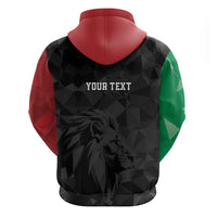 Personalized Kenya Maasai Shield Zip Hoodie Green Red Kenyan Lion Half Style - Wonder Print Shop