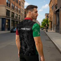 Personalized Kenya Maasai Shield Zipper Polo Shirt Green Red Kenyan Lion Half Style - Wonder Print Shop