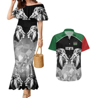 Kenya Rugby Custom Couples Matching Mermaid Dress and Hawaiian Shirt Black Kenyan 22-23 Motif - Wonder Print Shop