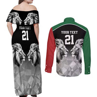 Kenya Rugby Custom Couples Matching Off Shoulder Maxi Dress and Long Sleeve Button Shirt Black Kenyan 22-23 Motif - Wonder Print Shop