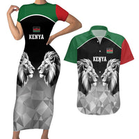 Kenya Rugby Custom Couples Matching Short Sleeve Bodycon Dress and Hawaiian Shirt Black Kenyan 22-23 Motif - Wonder Print Shop