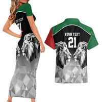 Kenya Rugby Custom Couples Matching Short Sleeve Bodycon Dress and Hawaiian Shirt Black Kenyan 22-23 Motif - Wonder Print Shop