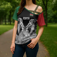 Kenya Rugby Custom Cross Shoulder Shirt Black Kenyan 22-23 Motif - Wonder Print Shop