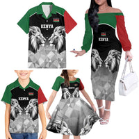 Kenya Rugby Custom Family Matching Off The Shoulder Long Sleeve Dress and Hawaiian Shirt Black Kenyan 22-23 Motif - Wonder Print Shop