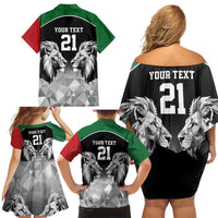Kenya Rugby Custom Family Matching Off Shoulder Short Dress and Hawaiian Shirt Black Kenyan 22-23 Motif - Wonder Print Shop