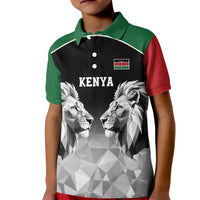 Kenya Rugby Custom Kid Polo Shirt Black Kenyan 22-23 Motif - Wonder Print Shop