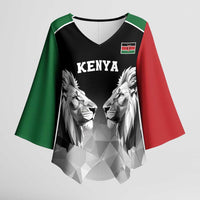 Kenya Rugby Custom Kimono Sleeve Blouse Black Kenyan 22-23 Motif - Wonder Print Shop