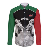 Kenya Rugby Custom Long Sleeve Button Shirt Black Kenyan 22-23 Motif - Wonder Print Shop