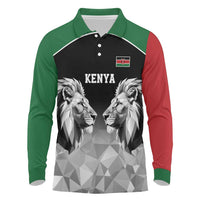 Kenya Rugby Custom Long Sleeve Polo Shirt Black Kenyan 22-23 Motif - Wonder Print Shop