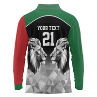 Kenya Rugby Custom Long Sleeve Polo Shirt Black Kenyan 22-23 Motif - Wonder Print Shop