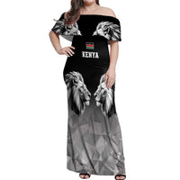 Kenya Rugby Custom Off Shoulder Maxi Dress Black Kenyan 22-23 Motif - Wonder Print Shop