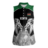 Kenya Rugby Custom Women Sleeveless Polo Shirt Black Kenyan 22-23 Motif - Wonder Print Shop