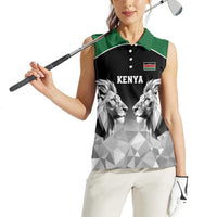 Kenya Rugby Custom Women Sleeveless Polo Shirt Black Kenyan 22-23 Motif - Wonder Print Shop
