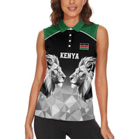 Kenya Rugby Custom Women Sleeveless Polo Shirt Black Kenyan 22-23 Motif - Wonder Print Shop