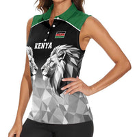 Kenya Rugby Custom Women Sleeveless Polo Shirt Black Kenyan 22-23 Motif - Wonder Print Shop