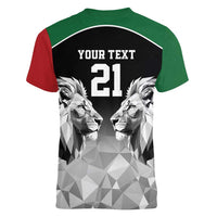 Kenya Rugby Custom Women V-Neck T-Shirt Black Kenyan 22-23 Motif - Wonder Print Shop