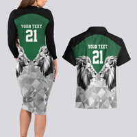 Kenya Rugby Custom Couples Matching Long Sleeve Bodycon Dress and Hawaiian Shirt Green Kenyan 22-23 Motif - Wonder Print Shop