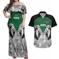 Kenya Rugby Custom Couples Matching Off Shoulder Maxi Dress and Hawaiian Shirt Green Kenyan 22-23 Motif - Wonder Print Shop