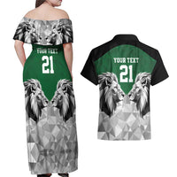 Kenya Rugby Custom Couples Matching Off Shoulder Maxi Dress and Hawaiian Shirt Green Kenyan 22-23 Motif - Wonder Print Shop