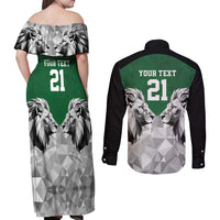 Kenya Rugby Custom Couples Matching Off Shoulder Maxi Dress and Long Sleeve Button Shirt Green Kenyan 22-23 Motif - Wonder Print Shop
