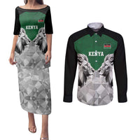 Kenya Rugby Custom Couples Matching Puletasi and Long Sleeve Button Shirt Green Kenyan 22-23 Motif - Wonder Print Shop