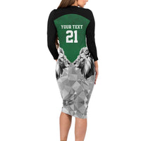 Kenya Rugby Custom Family Matching Long Sleeve Bodycon Dress and Hawaiian Shirt Green Kenyan 22-23 Motif - Wonder Print Shop