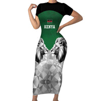 Kenya Rugby Custom Family Matching Short Sleeve Bodycon Dress and Hawaiian Shirt Green Kenyan 22-23 Motif - Wonder Print Shop