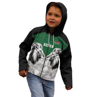 Kenya Rugby Custom Kid Hoodie Green Kenyan 22-23 Motif - Wonder Print Shop