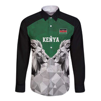 Kenya Rugby Custom Long Sleeve Button Shirt Green Kenyan 22-23 Motif - Wonder Print Shop