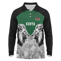 Kenya Rugby Custom Long Sleeve Polo Shirt Green Kenyan 22-23 Motif - Wonder Print Shop