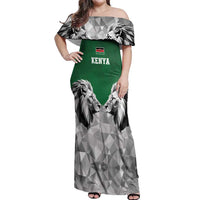 Kenya Rugby Custom Off Shoulder Maxi Dress Green Kenyan 22-23 Motif - Wonder Print Shop