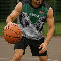 Kenya Rugby Custom Sleeveless Hoodie Green Kenyan 22-23 Motif - Wonder Print Shop