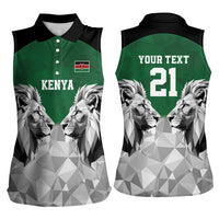 Kenya Rugby Custom Women Sleeveless Polo Shirt Green Kenyan 22-23 Motif - Wonder Print Shop